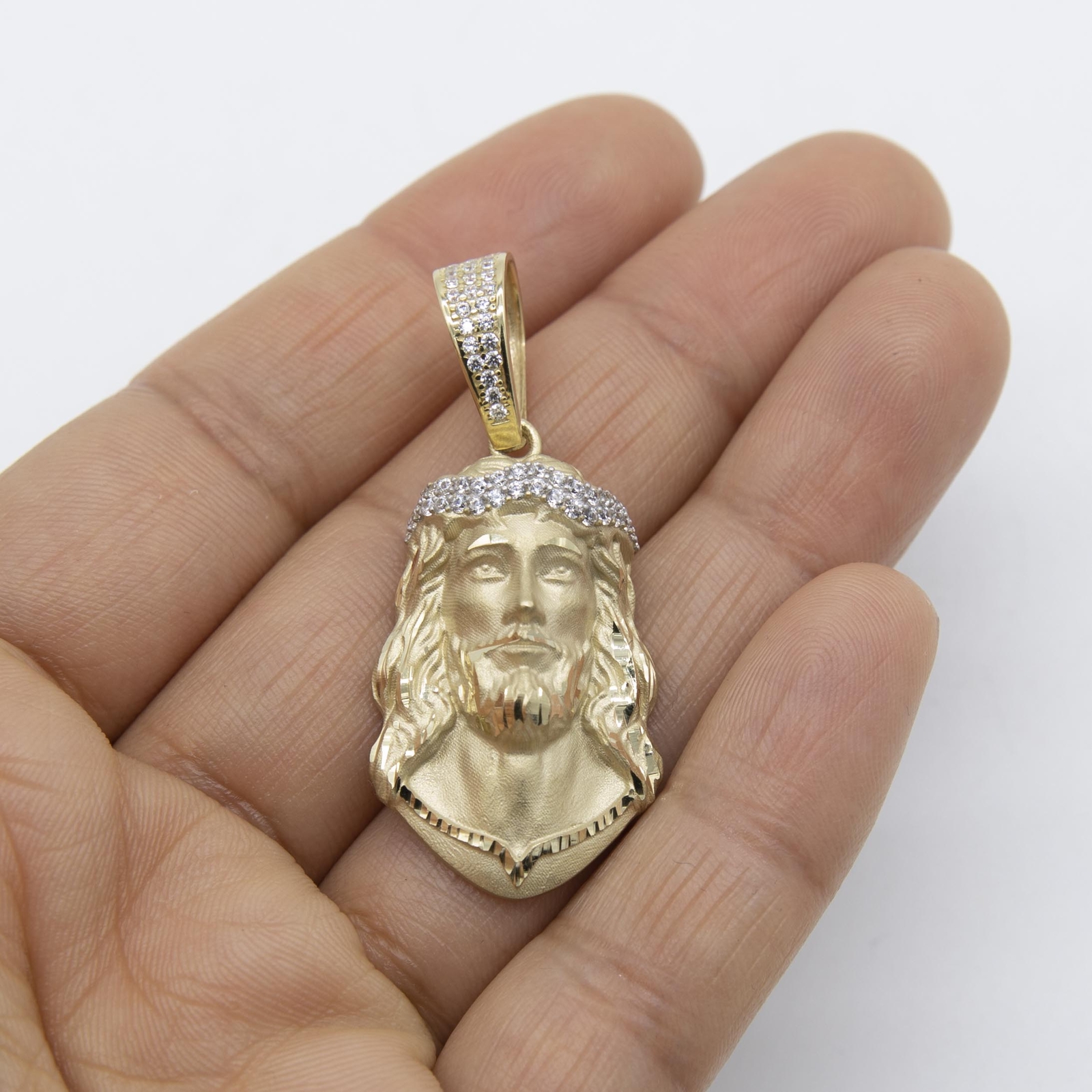 1 3/4" DiamondCut Face of Jesus Pendant Real 14K Yellow Gold eBay