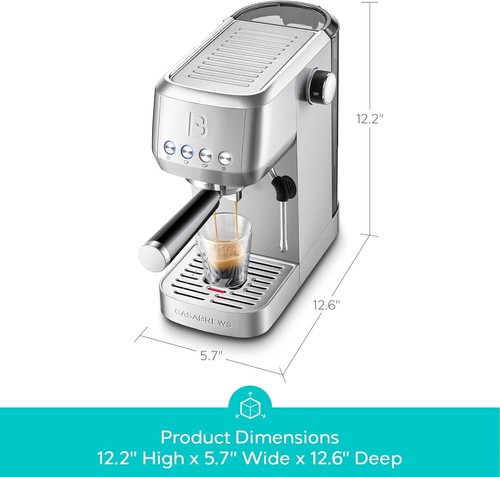 Máquina de café espresso esencial CASABREWS 3700 20 bar, capuchino de acero inoxidable - Imagen 3 de 9