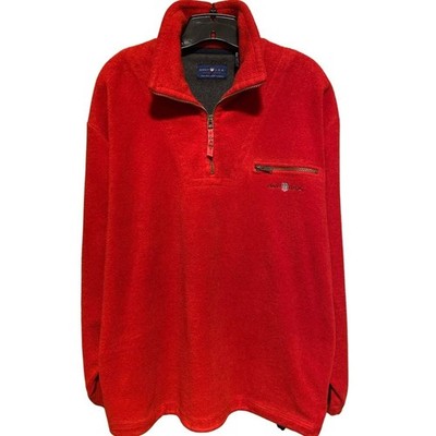 Gant USA The Rugger Fleece Red Half Zip Up Sweatshirt Size Large