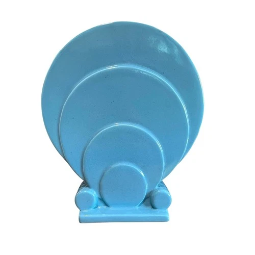 Vintage Royal Haegar Pottery Art Deco Style Turquoise Vase 11.75"x10" USA