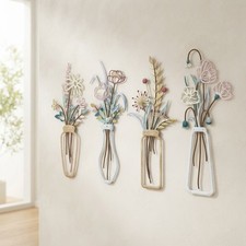 Vibrant Abstract Metal Flower Wall Hanging Set for Kitchen and Living Room