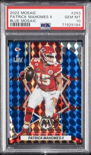 2022 PANINI MOSAIC BLUE MOSAIC #293 PATRICK MAHOMES II 67/99 PSA 10