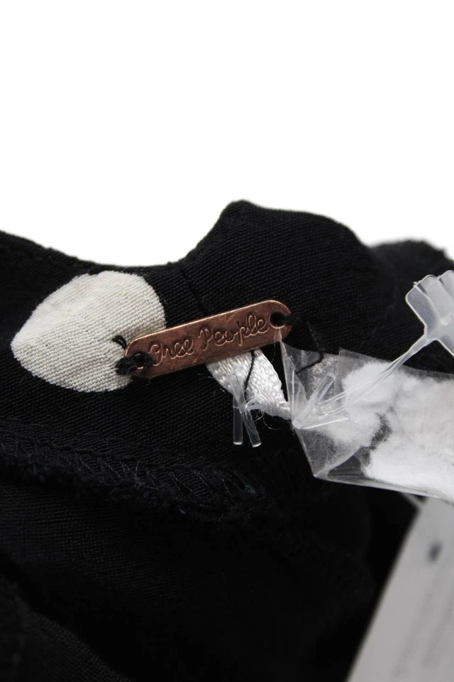 Mono negro Free People para mujer a lunares cuello en V correa de espagueti talla S Foto 4 de 4