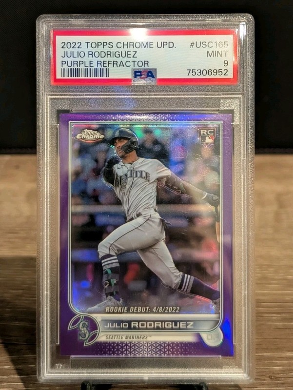 2022 Topps Chrome Update Julio Rodriguez Purple Refractor RC #USC165 PSA 9 MINT