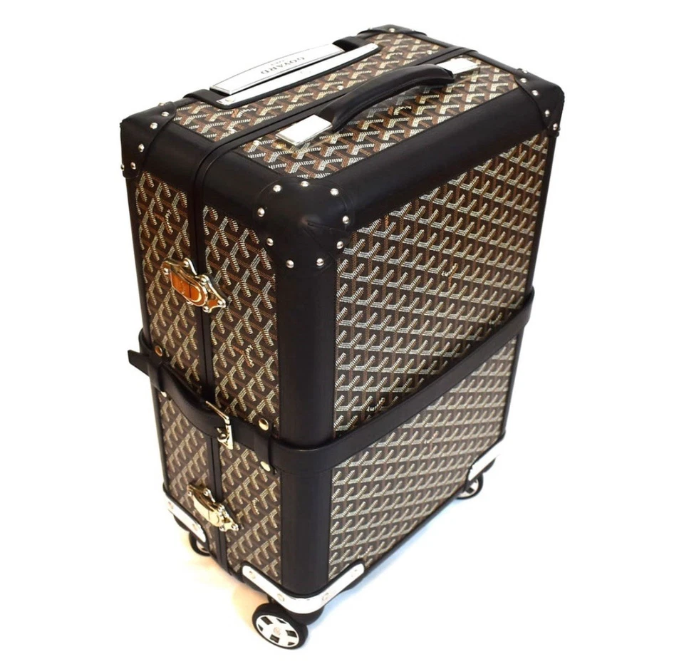 Maletero de viaje con ruedas Goyard de lona recubierta negra Bourget PM Foto 2 de 4