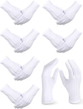 SATINIOR 6 Pairs White Gloves for Men Usher Pallbearer Parade Nylon Costume Glov