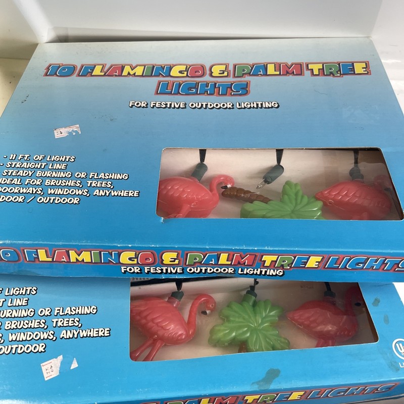 Set Of 2 Flamingo & Palm Tree Lights Outdoor Lighting 11 Feet Indoor/Outdoor