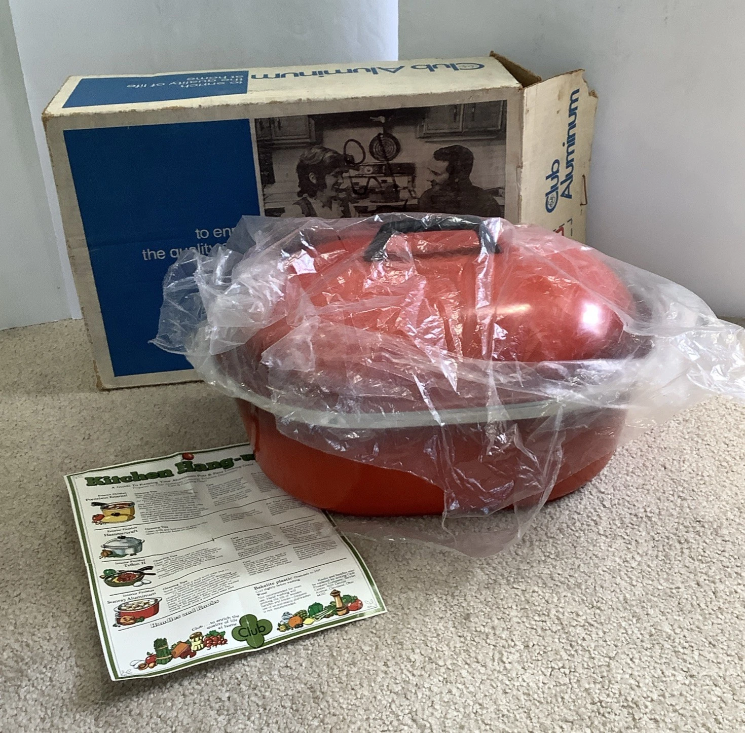 Club Aluminum 18” Jumbo Roaster Poppy Red IOB In Original Box 13 Qt Rare Use