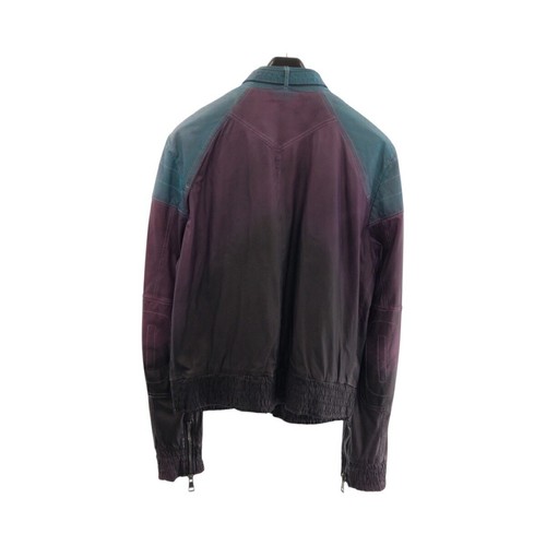 Gucci Size 46 Purple Multicolor Silver Hardware Leather Rider Jacket For Men - Picture 2 of 11