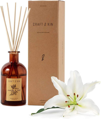 Lily & Jasmine Diffuser Reed Diffuser | All Natural Essential Oil & 8 Rattan Sce
