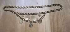Vintage Gold Coin Chain Belt Boho Multi Strand French Republique Francaise 37"