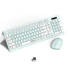 Wireless Keyboard and Mouse Combo, Full-Sized, 2.4 Ghz USB Receiver, PC, Laptop