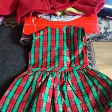 Doll Clothing Casual Red  Green Plaid Cloth Dress Outfit Set Includes Dress