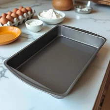 Mainstays Oblong Nonstick Baking Cake Pan 12.7"x8.9"x2", Gray, Baking Essential