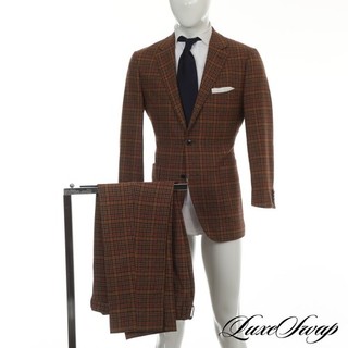 Suitsupply E. Thomas Cashmere Mix Brown Red Multi Checked DANDY Flannel Suit 42R
