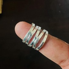 Women's Multi Band Ring, Multi Layered Sterling Silver Hammered Ring