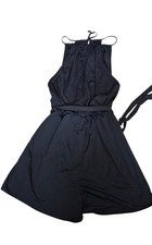 Halara Women's Sleeveless Tie Back Belted High Neck Romper Lightweight Stretch M