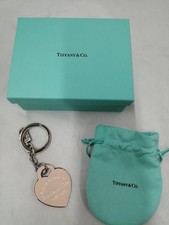 Tiffany  Co. Return to Inlaid Leather Keychain Charm Heart Tag Beige USED Japan