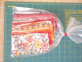 Red Orange Pink  Silk Kimono Fabric Scrap Bag Set of 23 pieces Small Pieces
