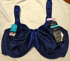 NWT Bali Minimizer 36D Blue Floral Mesh Underwire Bra Style 3562 Back Closure