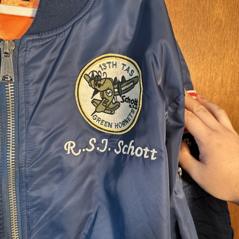 Chaqueta Schott Souvenir MA-1 Hombres 3XL Azul Corea Filipinas Tour Bombardero Marina Ejército Foto 2 de 4