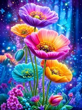 Glowing Flower Diamond Art Kit for Adults DIY 12x16 Inch Wall Decor Full Drill