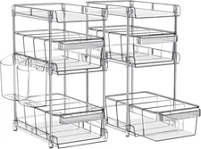 Clear 3-Tier Bathroom/Kitchen Organizer Set, Pull-Out Drawers, 6