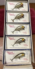 Vintage 1952 Wright & McGill Miracle Minnow Counter Top Display 5 Pack #601-3