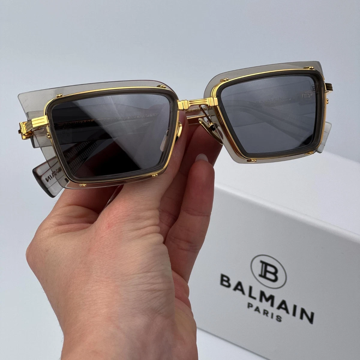 Balmain Paris Women\'s‎ Cream Oversized Square Sunglasses with Case Balmain® Eyewear - B-Muse Sunglasses | Specs Collective main image 2