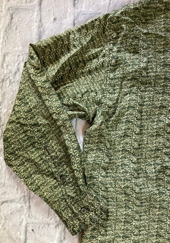 Jos. J. Oliver L 100% Silk Long Sleeve Shirt Green Print Chest 48.5” Jos Joseph - Picture 3 of 9