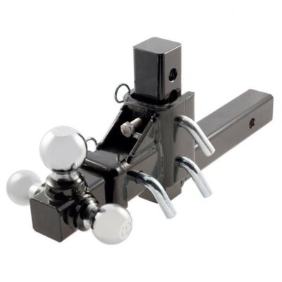 3 Way Tri Ball Adjustable Solid 2'' Receiver Triple Drop Turn Tow Hitch Mount