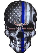 Sublimation Print Police Flag Skull Ready to Press Heat Transfer