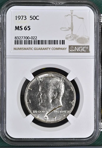 1973-P KENNEDY HALF DOLLAR 50 CENTS NGC MS65 UNC DETAILED COIN #