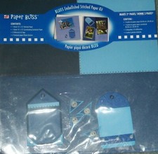 Blue Baby Navy Stitched Paper Tags Corners 12 x 12 Paper Bliss Page Kit
