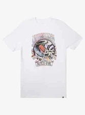 Quiksilver Land Down Under Mens Graphic Crewneck T shirt White  L NWT