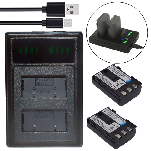 2X Battery + charger for Canon NB-2L ZR100 ZR400 ZR500 ZR600 EOS Rebel XT Xti - 第 3/10 張圖片