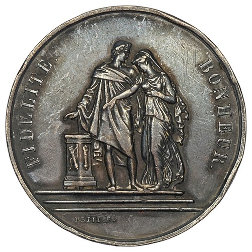 France - médaille de mariage Fidélité Bonheur - XIXème - graveur Petit - argent