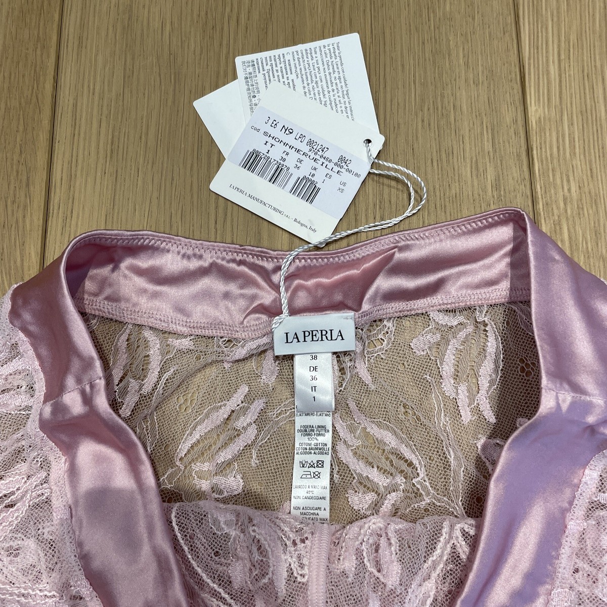 Shorty En Soie Bordé De Dentelle LA PERLA Merveille - Rose - Taille XS - Neuf Avec étiquettes