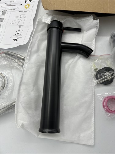 Wade Logan Beyo 14" Badezimmer Gefäß Waschbecken Hartglas Schüssel Wasserhahn Braun - Bild 10 von 12