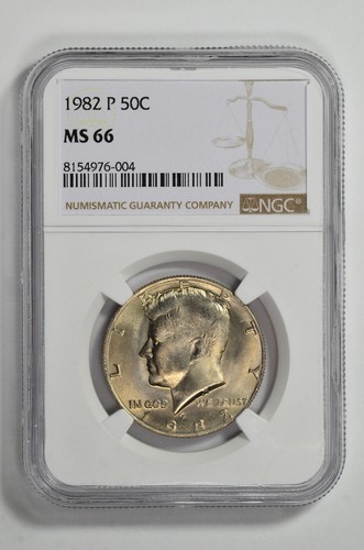1982 P 50C Kennedy Half Dollar NGC MS 66 New Holder | eBay
