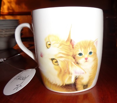 Francien Fine Bone China Tasse A GINGER CAT AND KITTEN