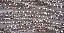 Czech Fire Polished 3mm round faceted glass beads - Silver