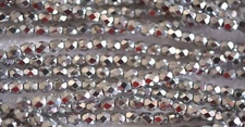 Czech Fire Polished 4mm round faceted glass beads - Silver