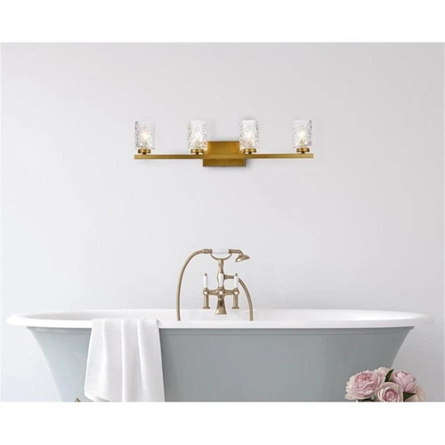 Living District Cassie 4-Light Metal Bath Sconce in Brass and Clear - Picture 2 of 7