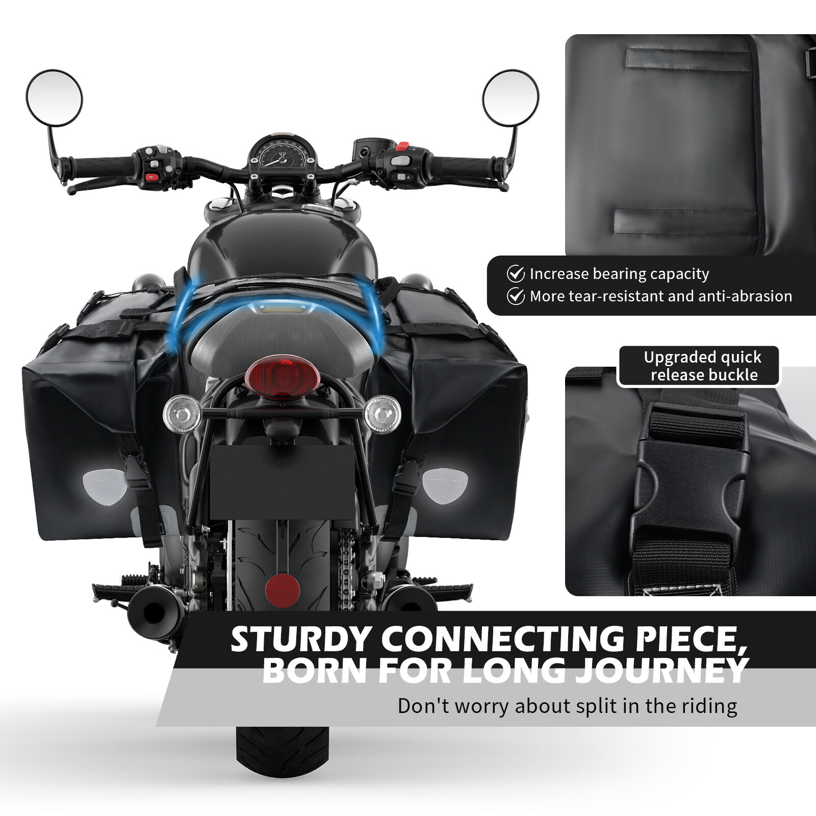 Pair Universal Motorcycle Saddlebags 2 Motorbike Panniers Waterproof