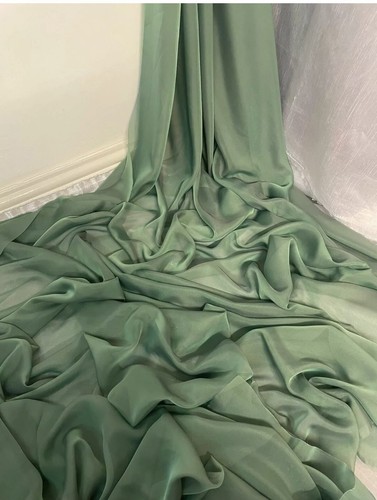 1 mtr zweifarbig salbeigrün kationisch Brautkleid Chiffon Stoff..58" breit #17406 - Bild 3 von 6