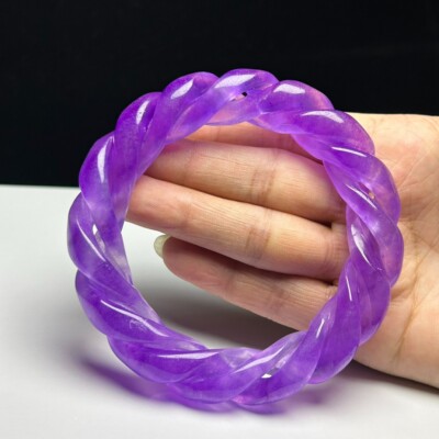  Nature ice violet Burmese Jade jadeite artistic carving bracelets 62mm