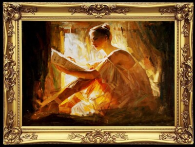 Handmade Oil painting original Art female ballet girl on canvas 24''X36''