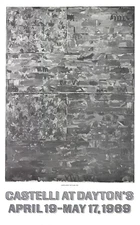 JASPER JOHNS Two Flags 37" x 23" Poster 1969 Pop Art Black & White, Gray