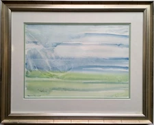 Modernist Marcia Beaumont Original Abstract Landscape Watercolor Painting Signed